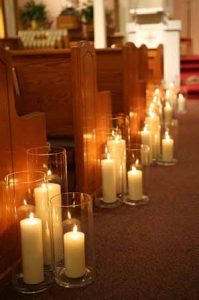 Church pew end and aisle decoration ideas @theweddingfmydreams