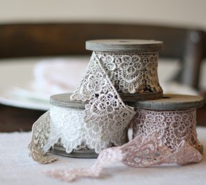 Lace Ribbon in Mocha / Dusky Pink & White - available from @theweddingomd