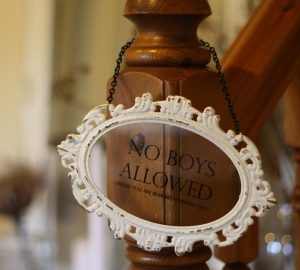 No boys allowed sign - perfect for the bridal dressing room - available from @theweddingomd