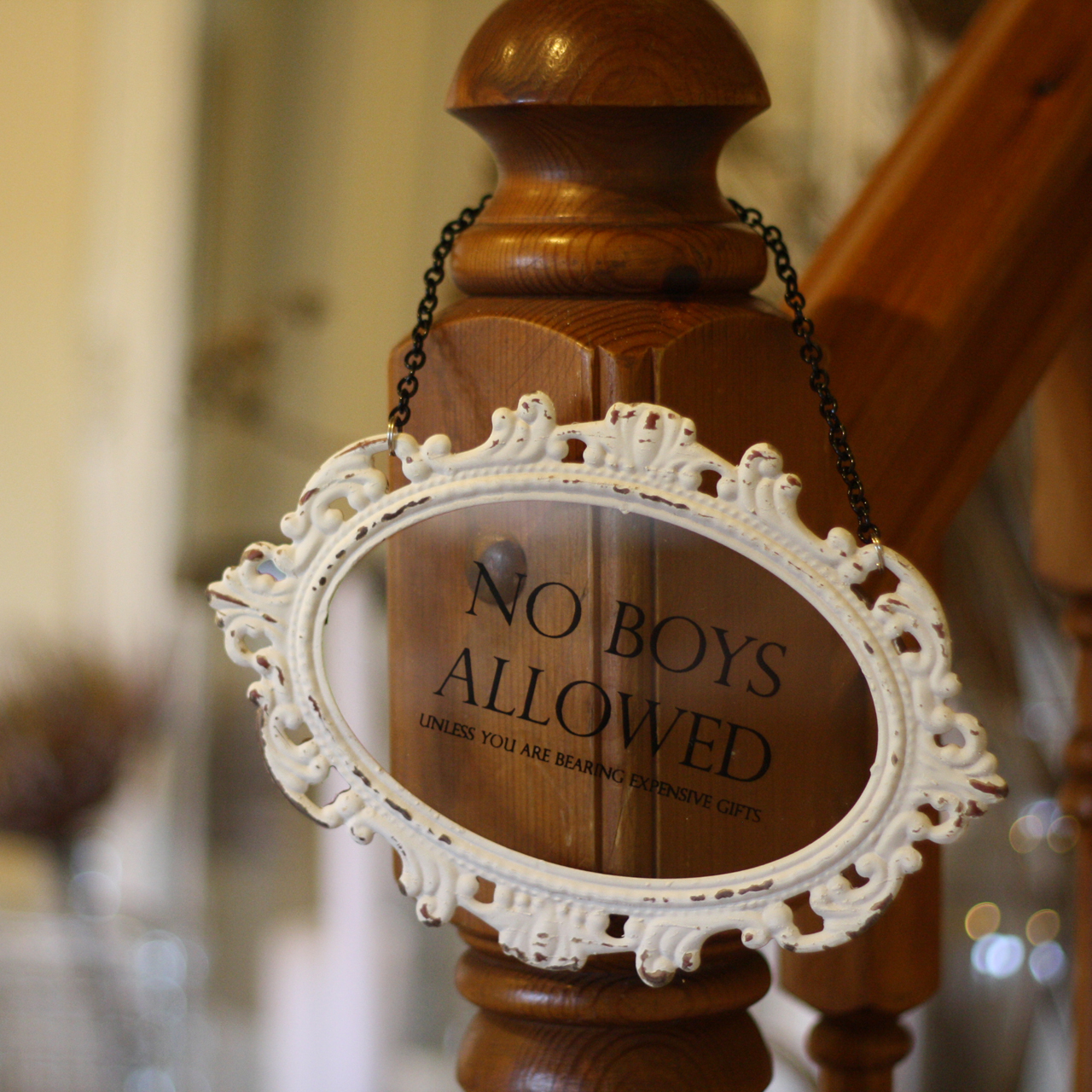 No boys allowed sign - perfect for the bridal dressing room - available from @theweddingomd