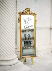 turn mirrors into wedding welcome signs - metallic wedding ideas