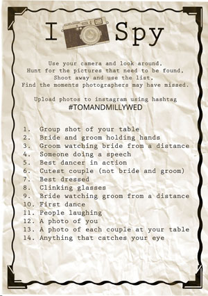 FREE PRINTABLE Wedding photo prompt list for guests to upload to instagram insert your own wedding hashtag created by @theweddingomd rustic style