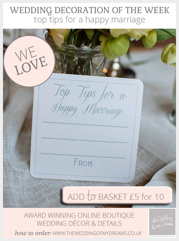 Top tips for a happy marriage coasterss make an alternative wedding guest book available from @theweddingomd