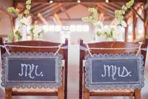 use blackboards as wedding chair backs