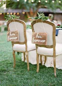 wedding chair sign ideas for the bride and grooms chairs 