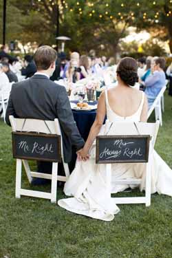 wedding chair sign ideas for the bride and grooms chairs 