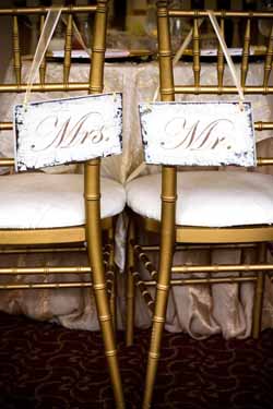 wedding chair sign ideas for the bride and grooms chairs 