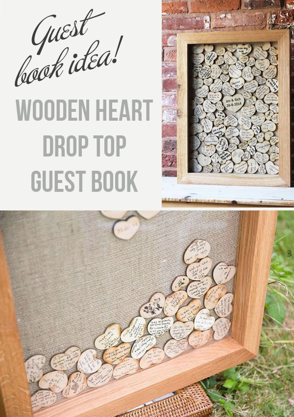 Drop Top Wooden Heart Guest Book For Sale