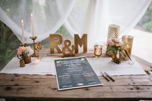 tea lights on wedding gift table