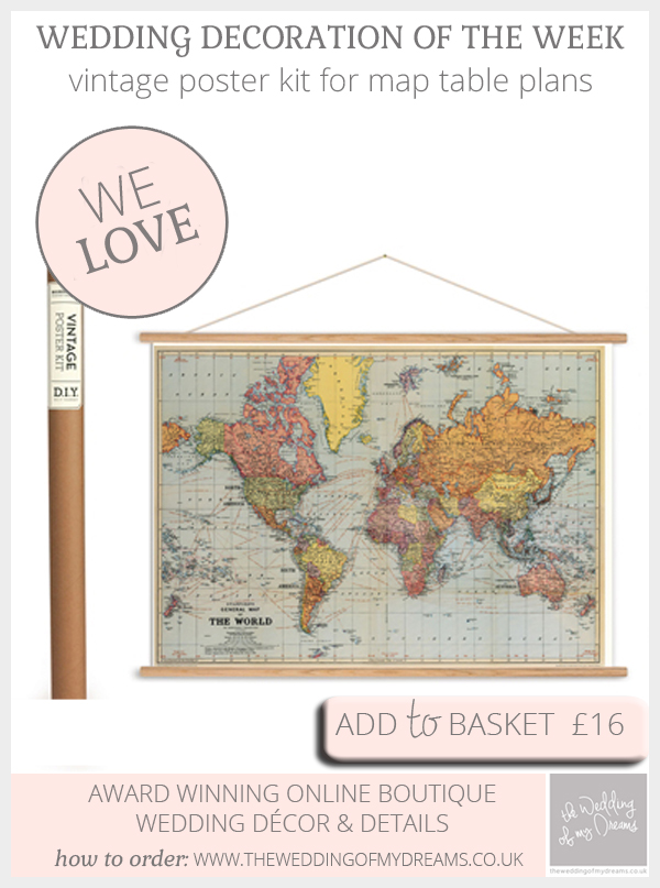 Vintage poster kit for haning map table plans - available from @theweddingomd