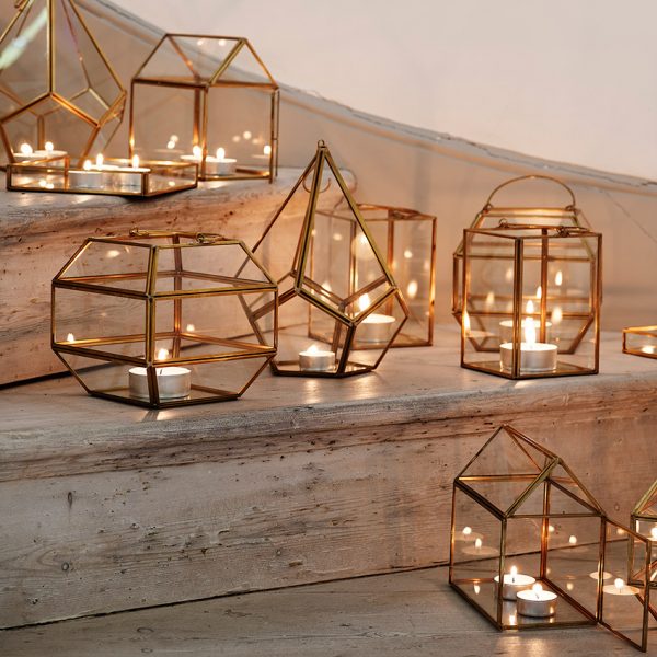 brass tea light holders and lanterns