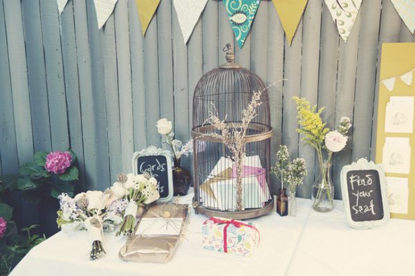 post box birdcage wedding cards
