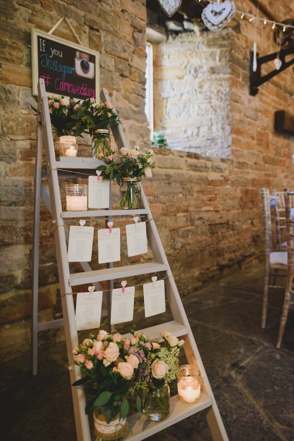 summer wedding table plans wooden ladders www.theweddingofmydreams.co.uk