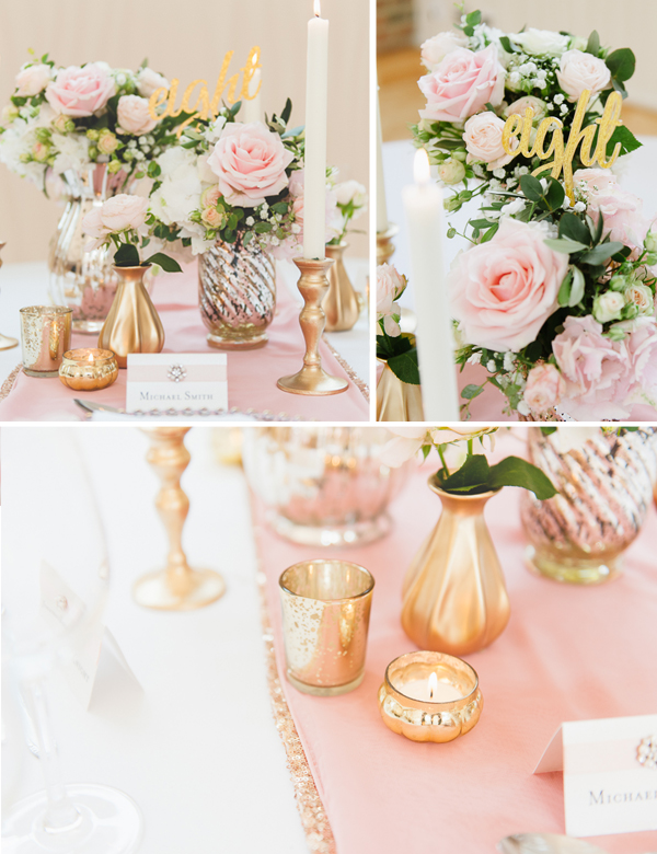 Pink and gold wedding vases candle sticks tea light holders available from @theweddingomd