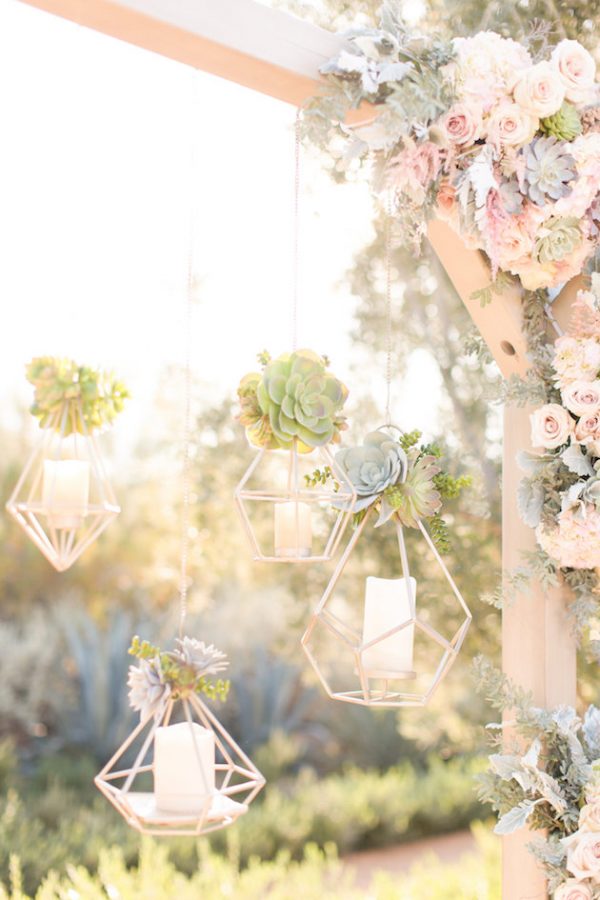 gold wedding decorations hanging vases bridalmusings.com -amyandjordan.com: