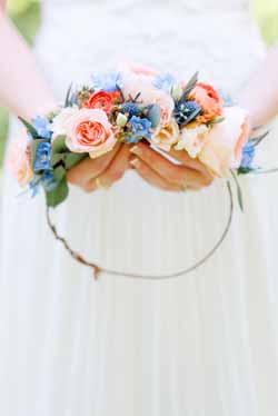 peach and blue wedding decorations and ideas