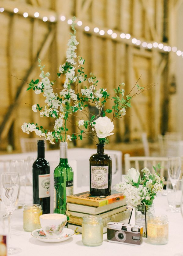 gin bottles as vases available from @theweddingomd rockmywedding.co.cuk - hannahduffy.com