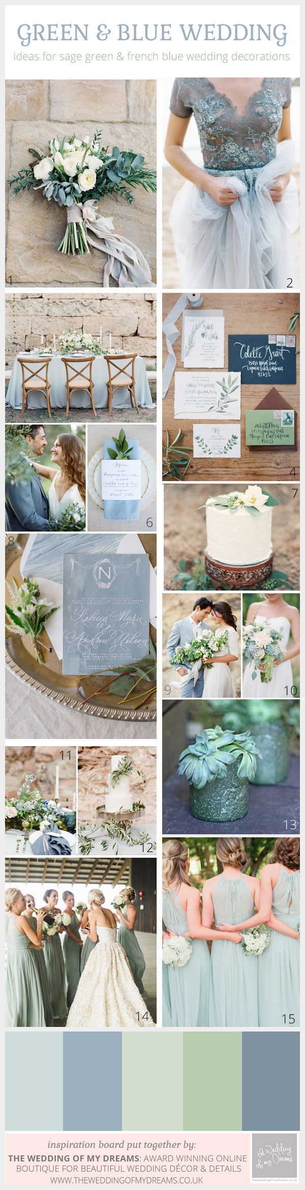 Sage green and blue wedding wedding decorations and ideas