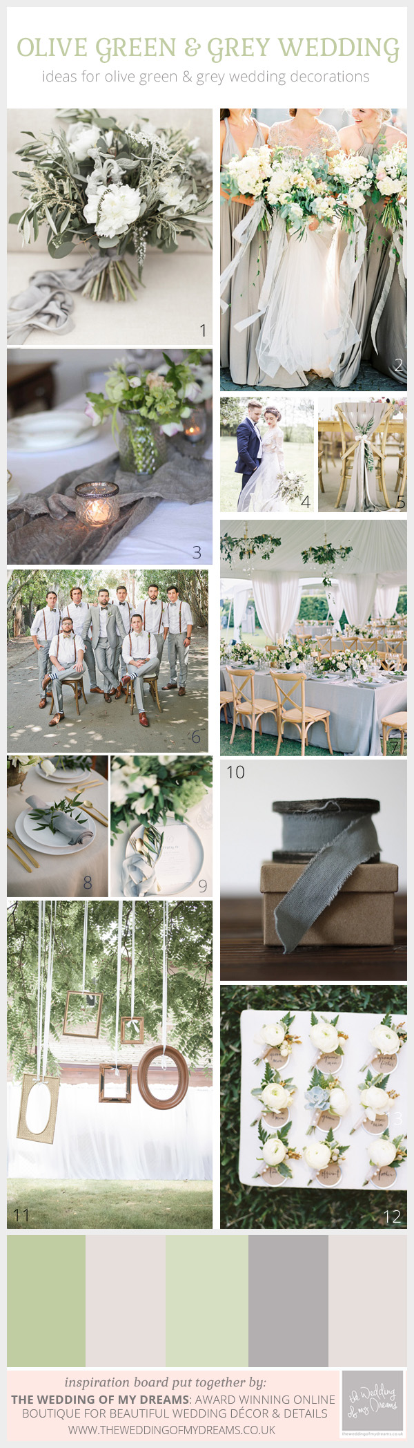 olive green and grey wedding decorations and ideas