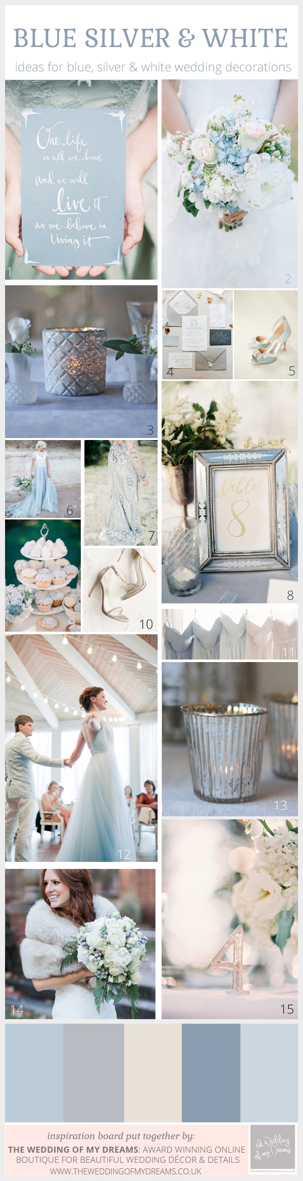 white blue and silver wedding decorations and ideas