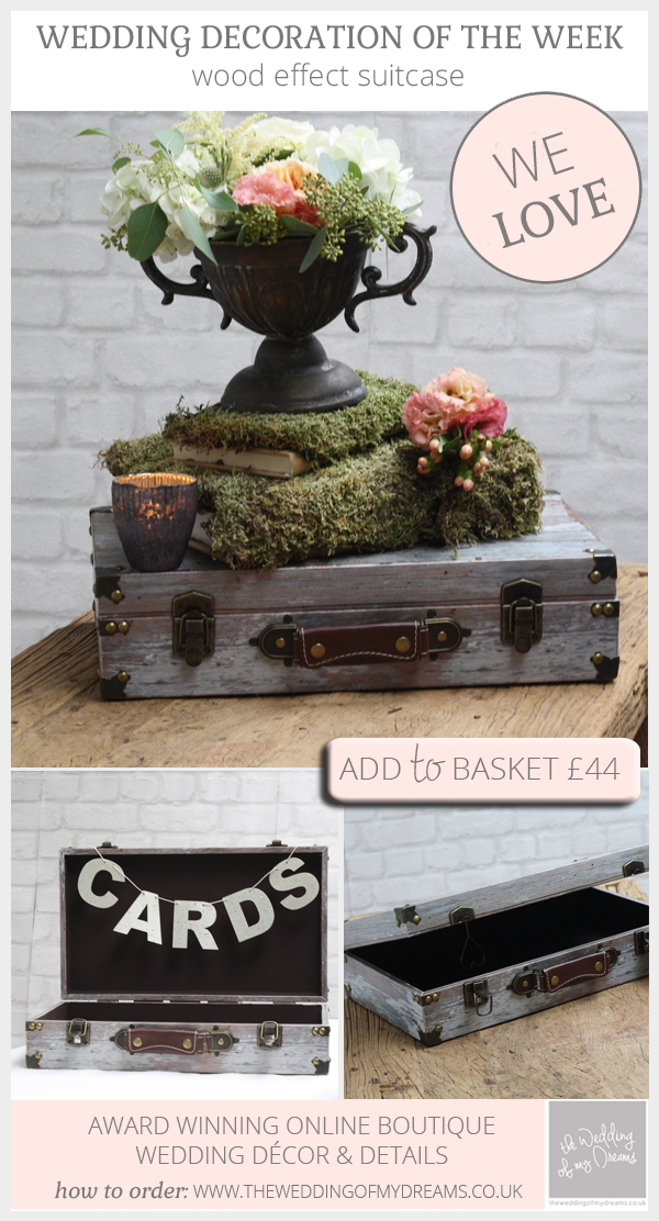 Wooden suitcases for weddings available from @theweddingomd