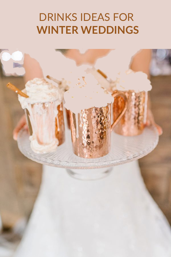 winter wedding drinks station hot chocolate marshmallows