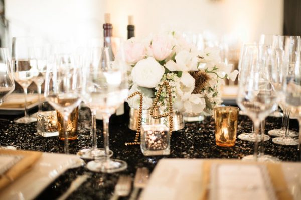 black sequin tablecloths wedding