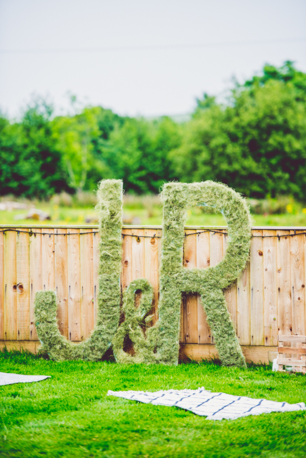 moss covered wedding initials giant display