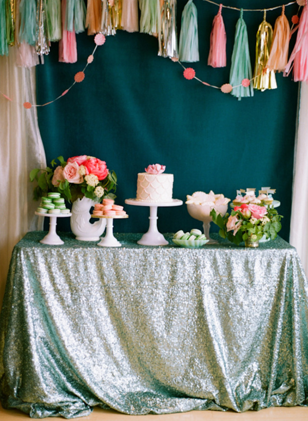 sequin table cloths wedding cake table silver sequins