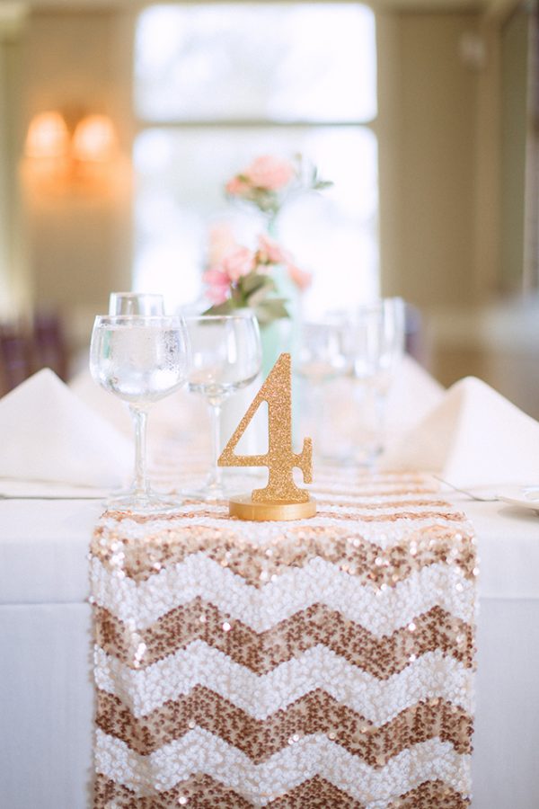 sequin table runners chevron white and rose gold