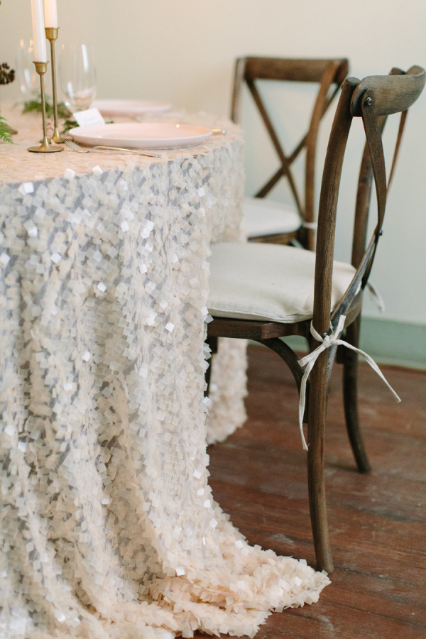 white wedding table cloths sequins