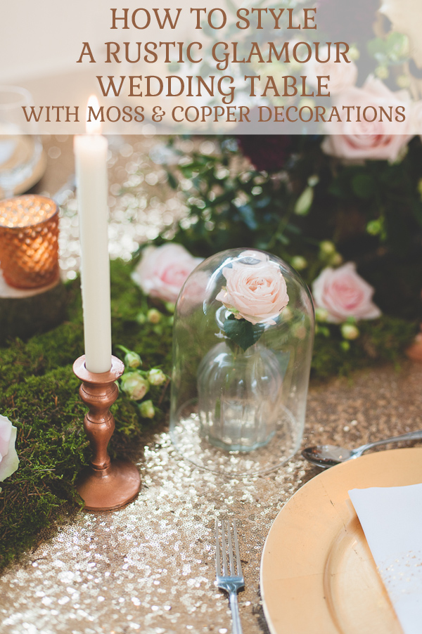 How To Style A Rustic Glamour Table With Moss And Copper Wedding Decorations wooden-crate-centrepiece-with-moss-and-copper-wedding-decorations-available-from-theweddingomd