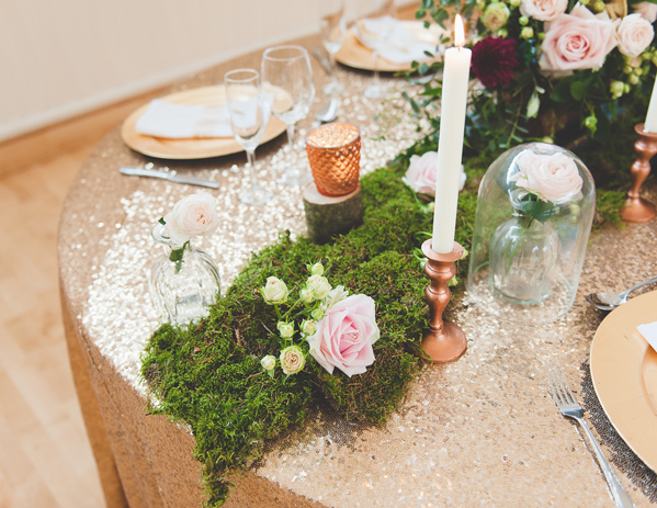 How To Style A Rustic Glamour Table With Moss And Copper Wedding Decorations wooden-crate-centrepiece-with-moss-and-copper-wedding-decorations-available-from-theweddingomd