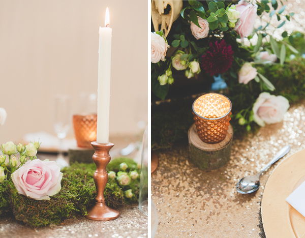 How To Style A Rustic Glamour Table With Moss And Copper Wedding Decorations wooden-crate-centrepiece-with-moss-and-copper-wedding-decorations-available-from-theweddingomd