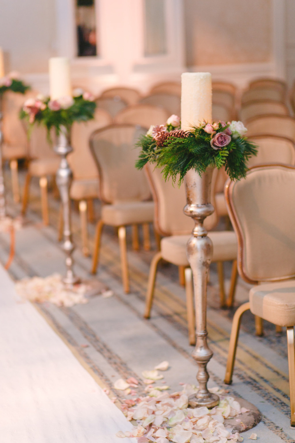 tall candlestick wedding ceremony aisle 