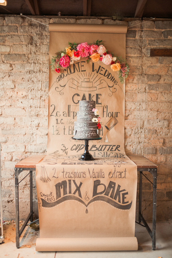 How To Create A Rustic Wedding Dessert Table - Brown paper calligraphy menu - photo by Gideon Photography http://ruffledblog.com/artist-chalkboard-inspired-wedding