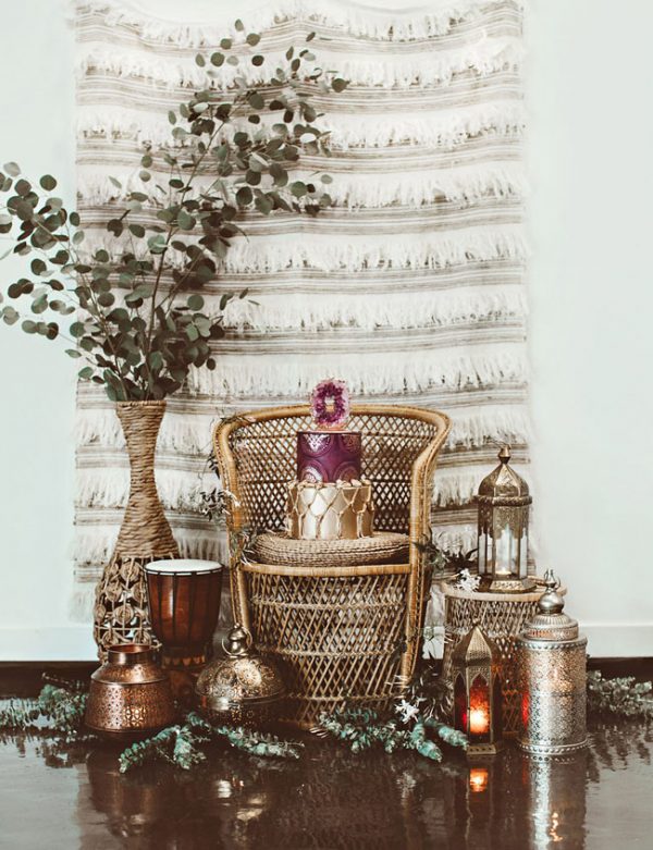 use a rug on the wall as a lovely backdrop at your wedding