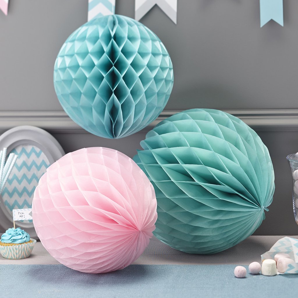 Top 10 Wedding Cake Table Decorations available to buy online from @theweddingomd Blush_Pink_Mint_Green_Paper_Honeycomb_Pom_Poms_Set_Of_3_1024x1024