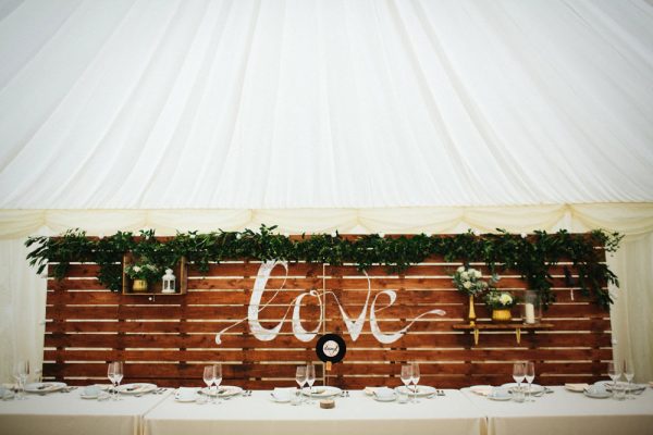 marquee wedding decorations top table wooden pallet backdrops