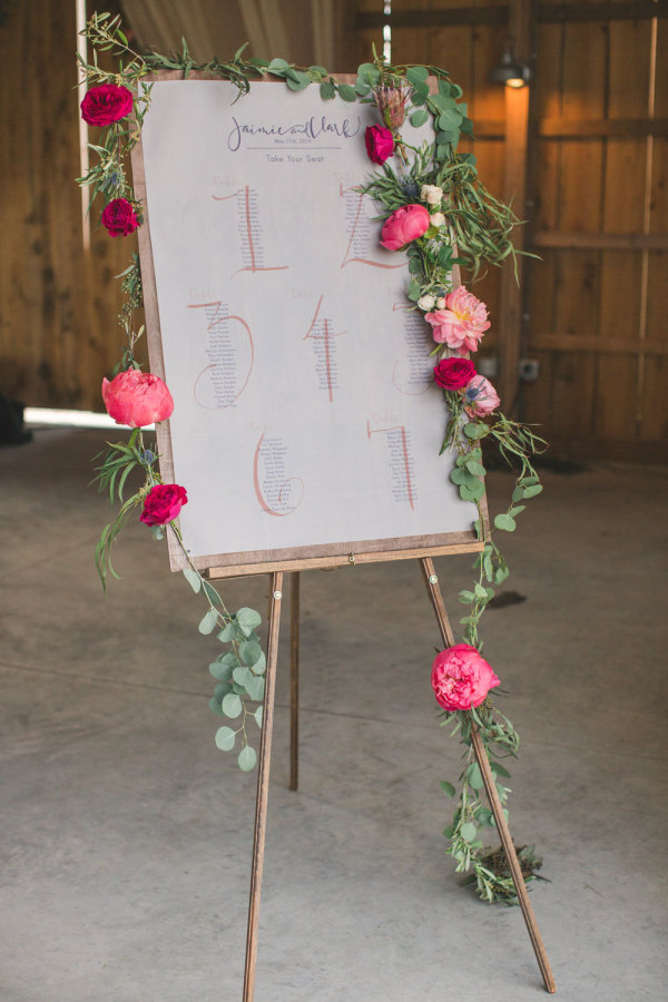 wedding table plan floral garland