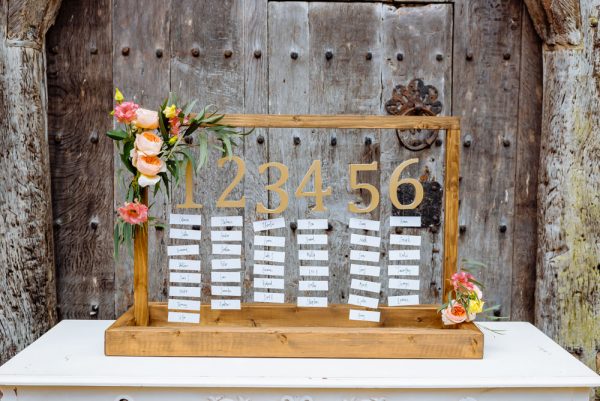 wedding table plan wooden frame