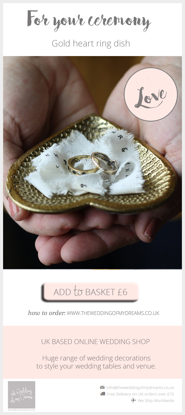 Gold wedding ring dish available from @theweddingomd