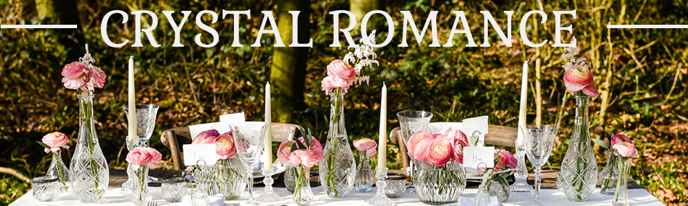 CRYSTAL ROMANCE WEDDING DECORATIONS FOR SALE CRYSTAL PRESSED GLASS VASES CANDLE STICKS