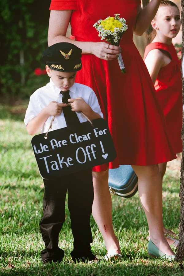 travel theme wedding ideas ceremony signs page boys