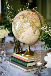 travel theme wedding ideas globe wedding centrepieces