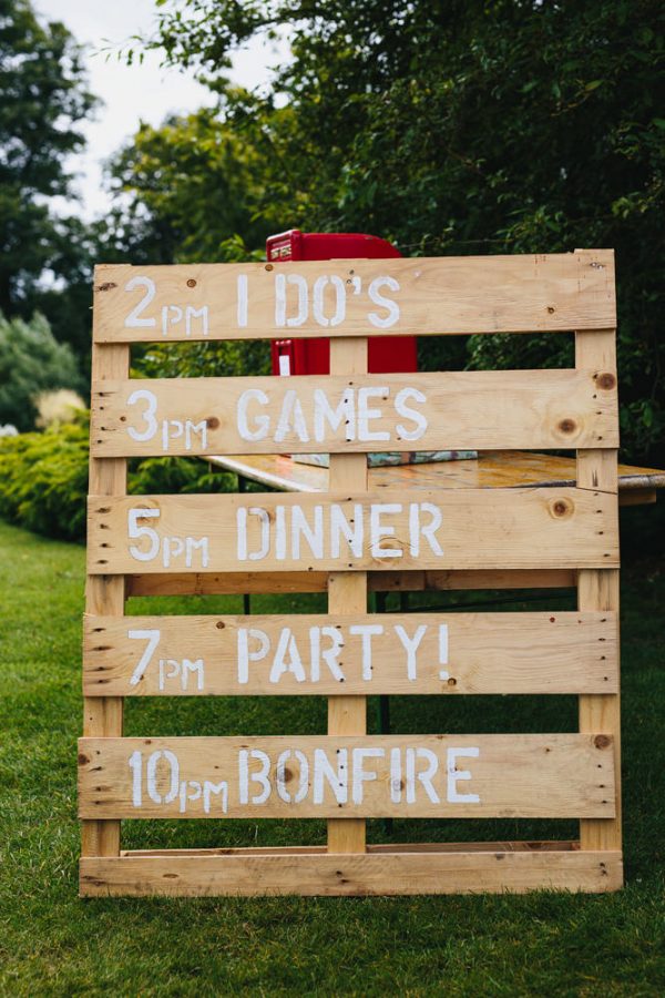 wooden pallets wedding order of the day sign paint it yourself
