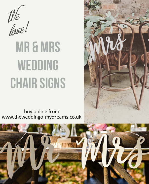 mr and mrs wedding chair signs