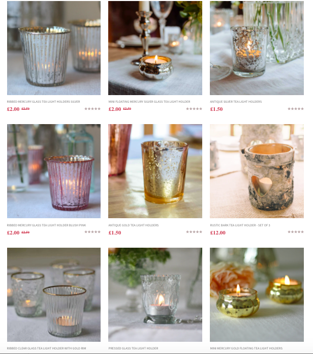 Candles tealights holders weddings