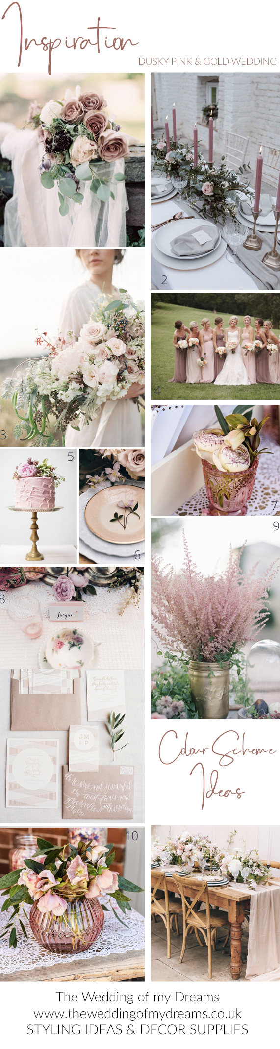 wedding colour scheme ideas dusky pink and gold insiration