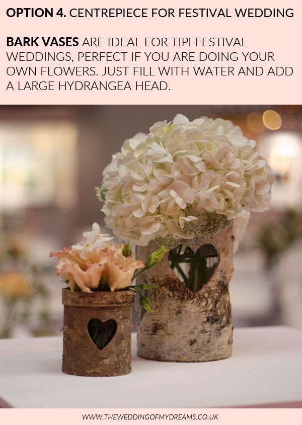 festival-wedding-centrepieces-bark-covered-vases